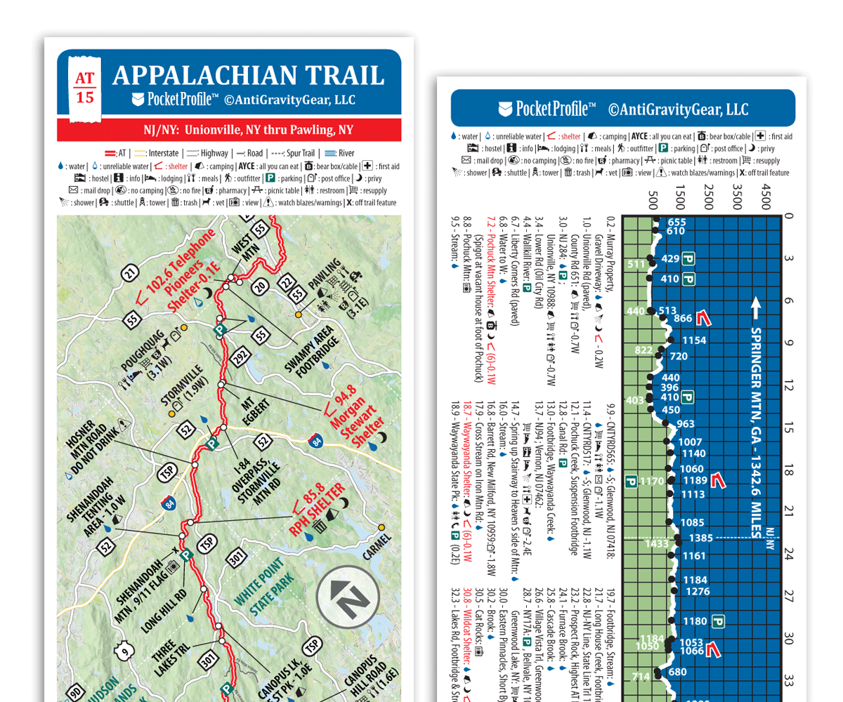 Appalachian Trail Map AT-5 Erwin To Damascas VA AT Pocket Profile 