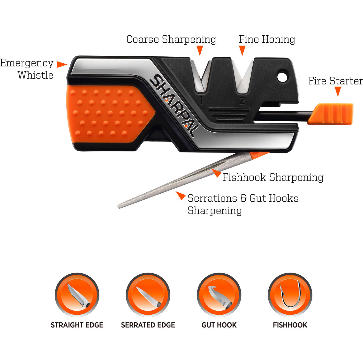 SHARPAL 101N 6-In-1 Pocket Knife Sharpener & Survival Tool, with