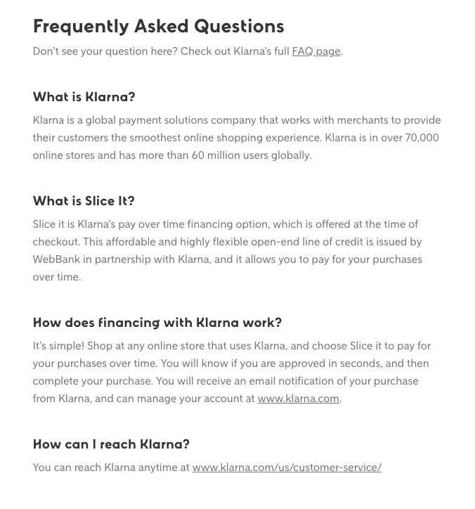 Klarna Frequently Asked Questions