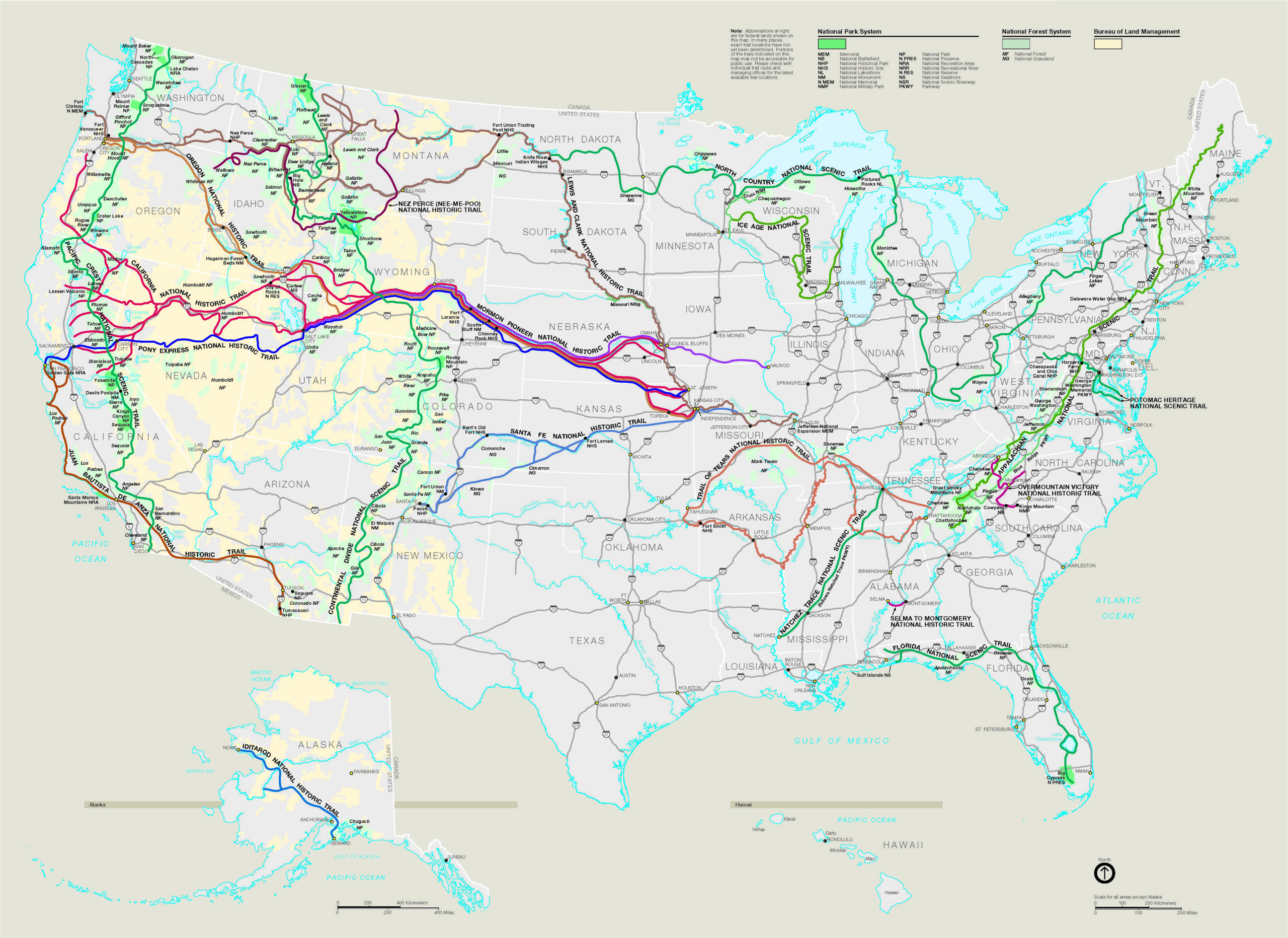 National Trails System Map AntiGravityGear   National Trails System Map Scaled 