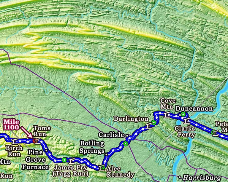 Red Eft Mapping 10'x2' Appalachian Trail Wall Mural Trail Detail