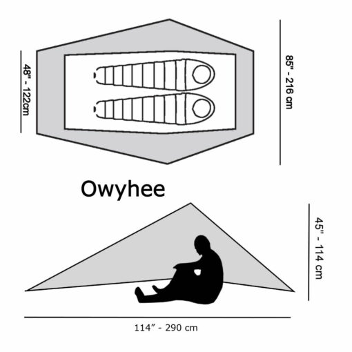 Six Moon Designs Owyhee Tarp Footprint Dimensions: 85 inches wide by 114 inches long by 45 inches tall